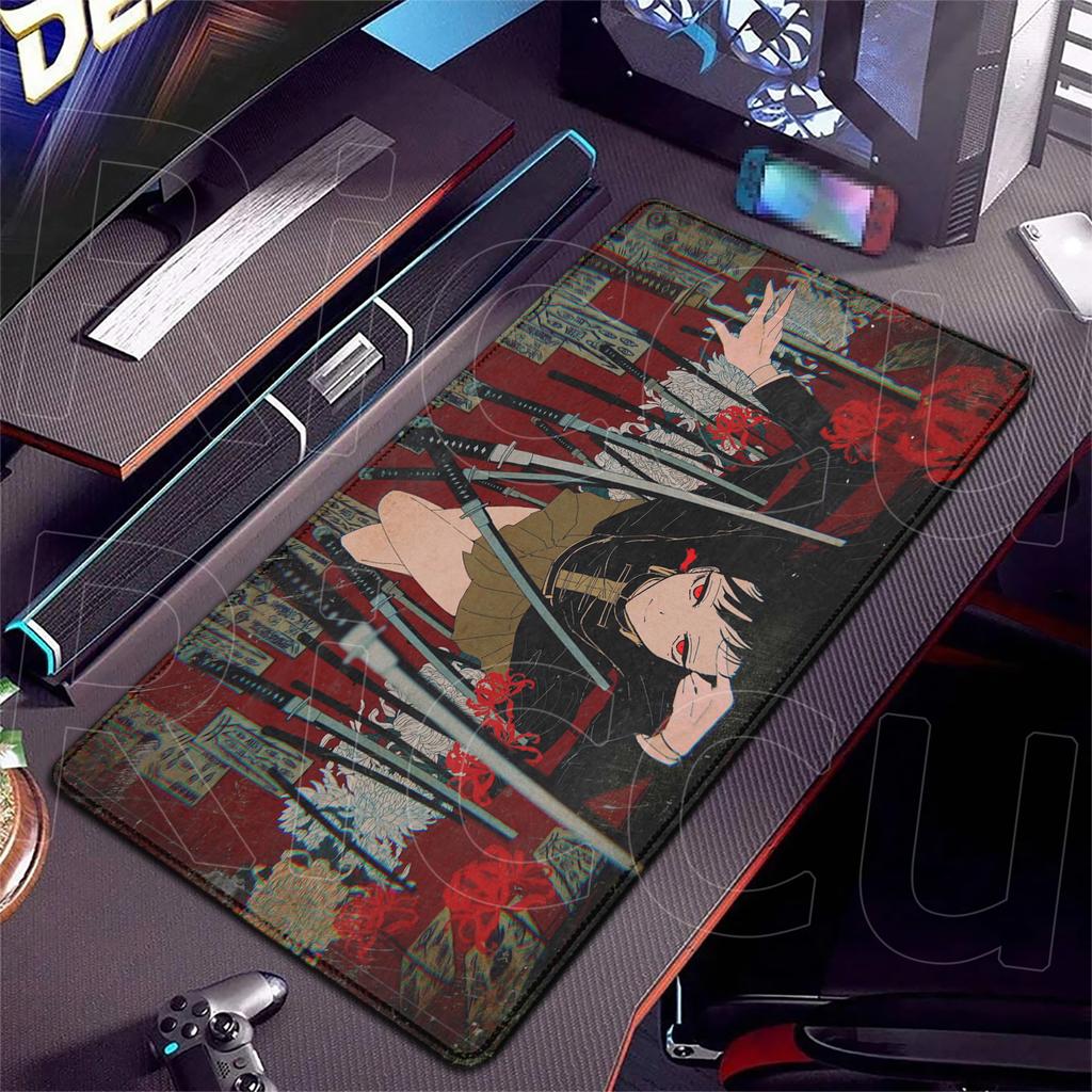 PC accessories 300X600mm XXL Mouse Pad katana Japanese girl Anime Mouse Pads kawaii HD Extended mats Gaming Keyboard Desk mat