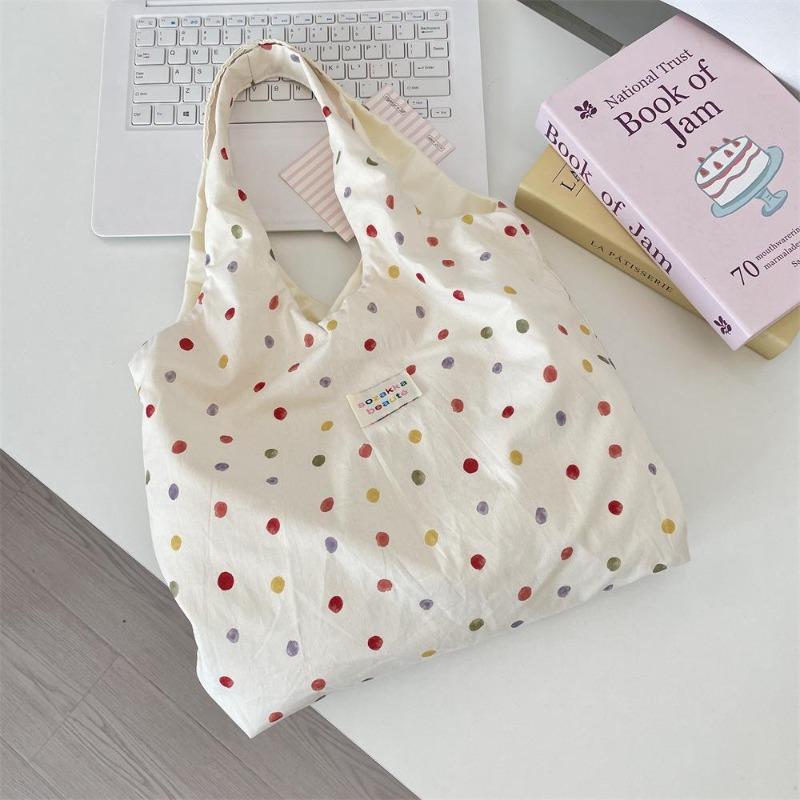 New Beach Tote Bag Fashion Women Summer Large Capacity Dots Shoulder Bag Tote Handbag Shopping Shoulder Bags
