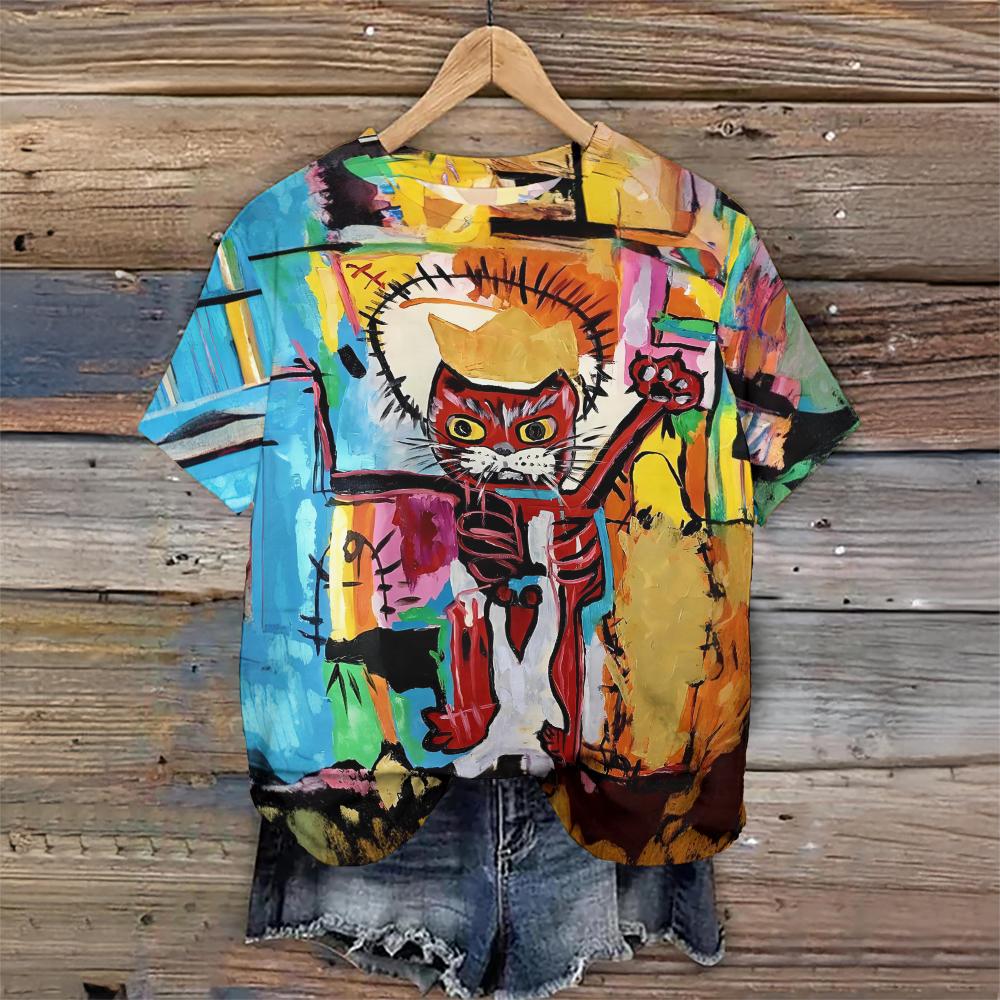 

Женская футболка с принтом граффити, летняя повседневная женская футболка с круглым вырезом и коротким рукавом, свободная мода, пуловер с героями мультфильмов, женский дизайн, уличная одежда 8XL