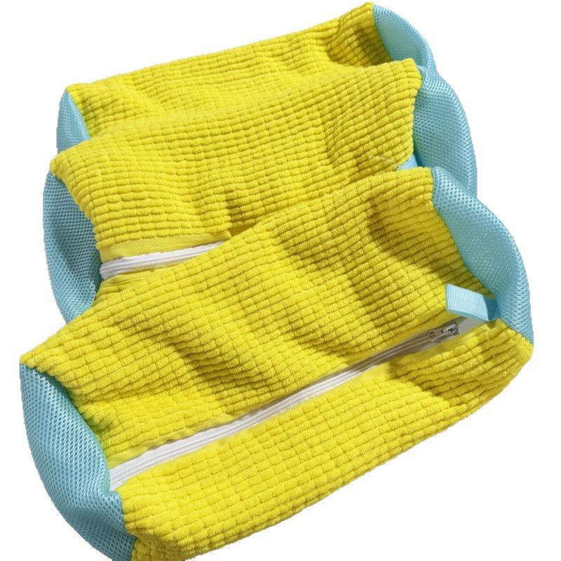 Chenille Shoe Washing Bag with Yellow Zipper - Durable, Multi-Functional, Anti-Deformation Storage for Washing Machines