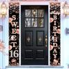 Avezano Sweet 16 Banner Rose Gold Sweet 16 Happy Birthday Porch Signs 16th Birthday Decorations for Girls Sweet Sixteen Year Old Birthday Banner