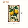 2D Flat, 1pc Vintage Italian-Inspired Amalfi Lemon& Flower Metal Tin Wall Art- Rustic 19.81cm x 29.97cm Indoor/Outdoor Decor wit