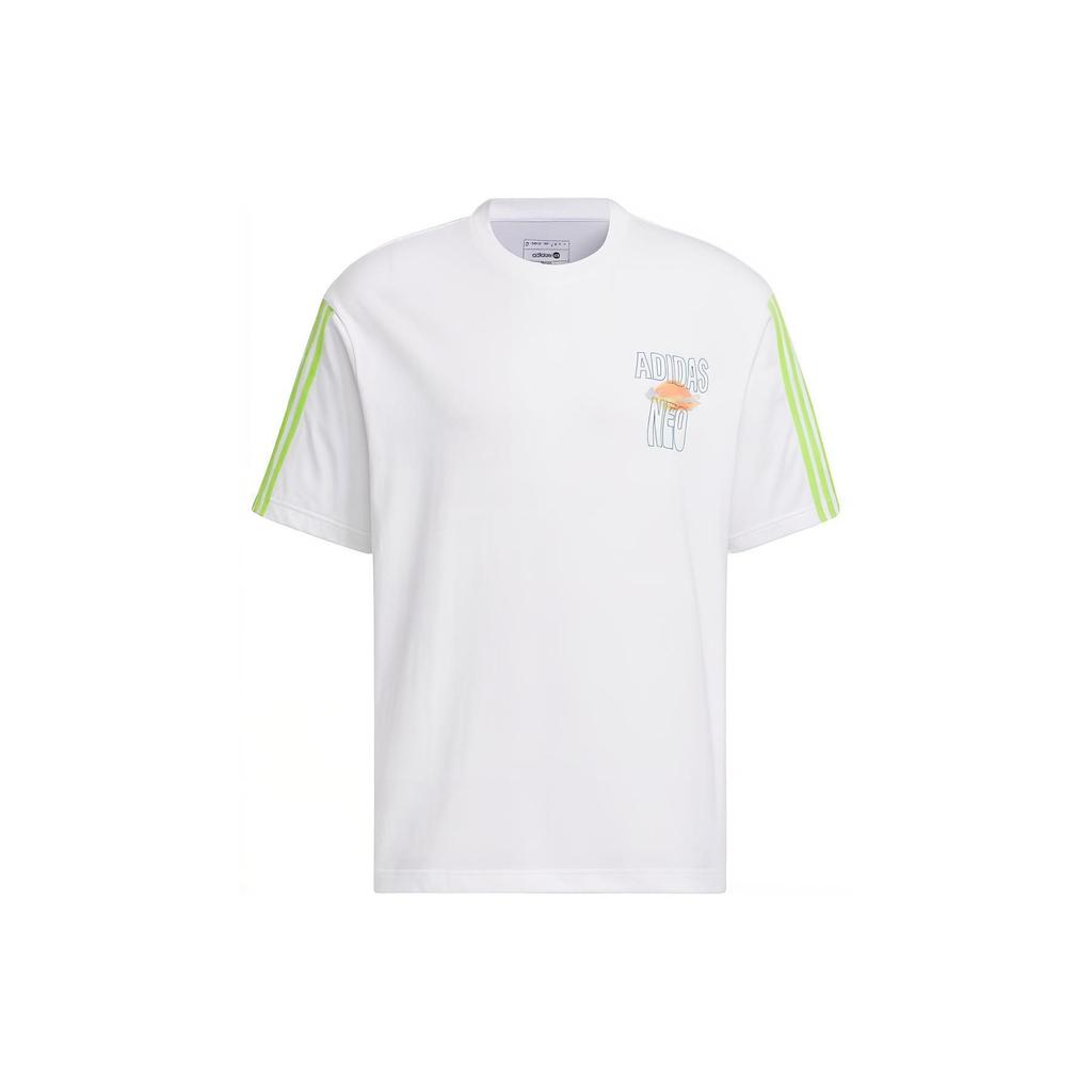 Adidas Neo Vibe Collective Tee With Letter Pattern Print Unisex Tops White IA6743