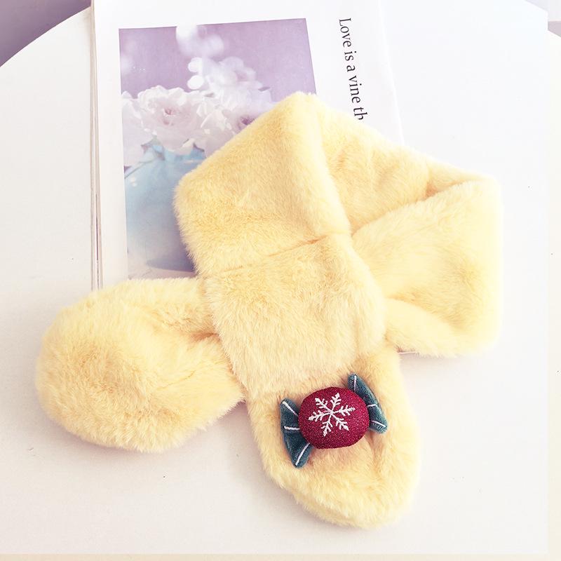 Korean Style Christmas Plush Scarf for Kids, Ages 1-6 – Warm & Trendy Cartoon Design for Boys & Girls