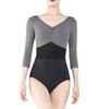 Flexdans Collant de Ballet Adulto para e Mangas 3/4, Mulheres, Ballet, Ginástica, Yoga, D029-CINZA-175