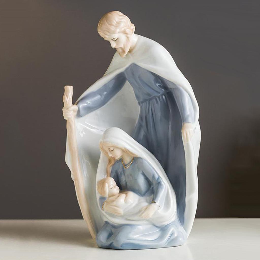 Jesus Christ Statue Sculpture Mary Statuette Figurine Christian Catholic Holy Object Modern Home Ceramic Decoration