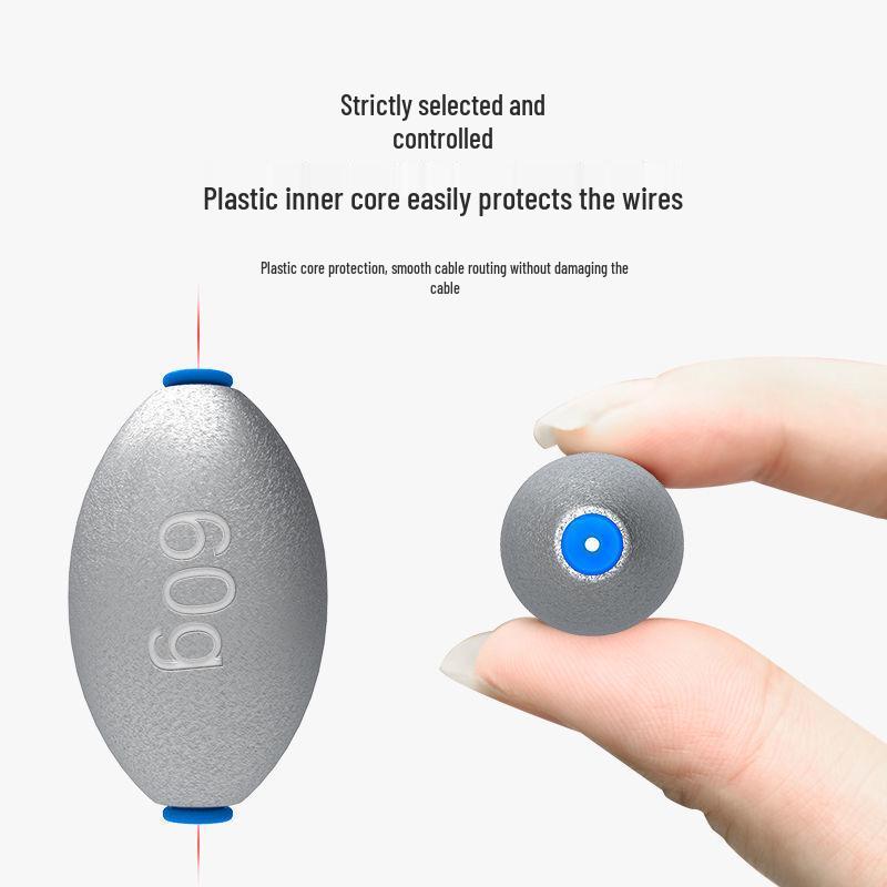 Olive-Shaped Plastic Core Lead Fishing Sinker: Line-Friendly for Freshwater and Sea