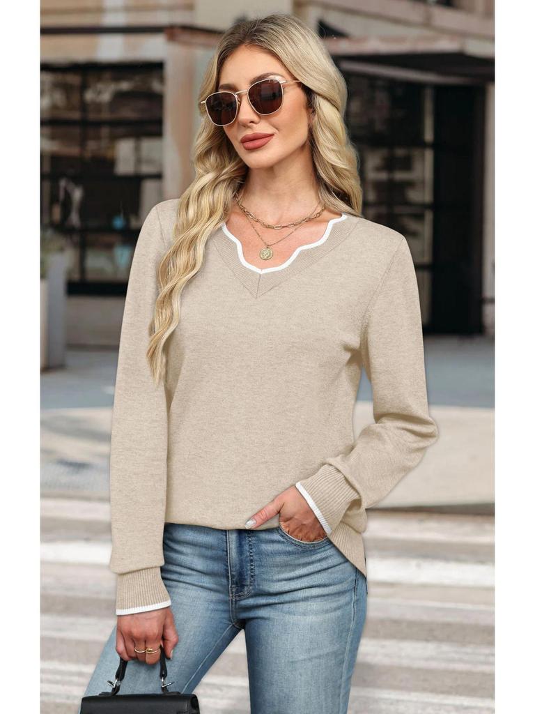 Women's Casual Solid Color Knitted Pullover Sweater - Autumn/Winter Collection