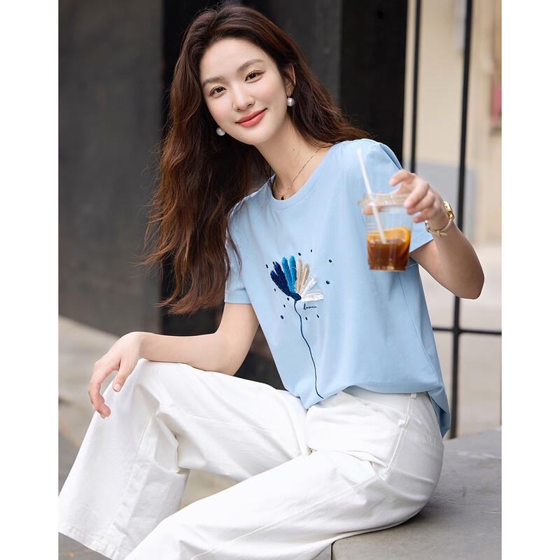 

Demana Women s Embroidered Cotton T-Shirt S