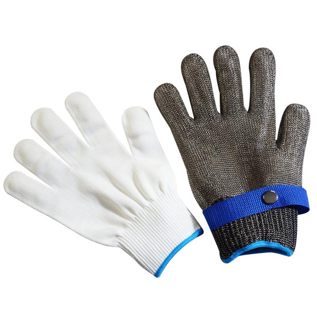 2 Paia Guanti da Lavoro Anti Taglio Resistenti ai Graffi Fibbia Regolabile Guanti di Sicurezza per Protezione Mani 23,5 cm 9,3 pollici Grigio