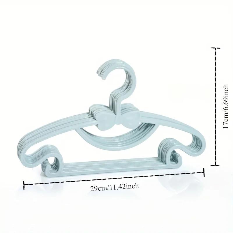10Pcs Balcony Windproof Children's Clothes Hanger, Household Plastic Clothes Support, Thick Bow Tie Clothes Hanger