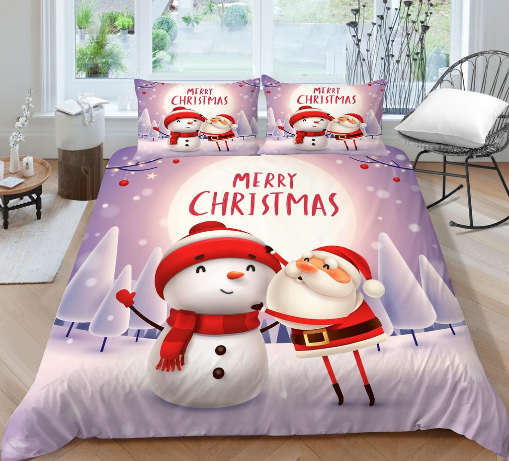 Świąteczny zestaw pościeli 3D, Pościel i poszewka na poduszkę z kreskówek 2/3 sztuki AU240 * 270 Pełnowymiarowa pościel