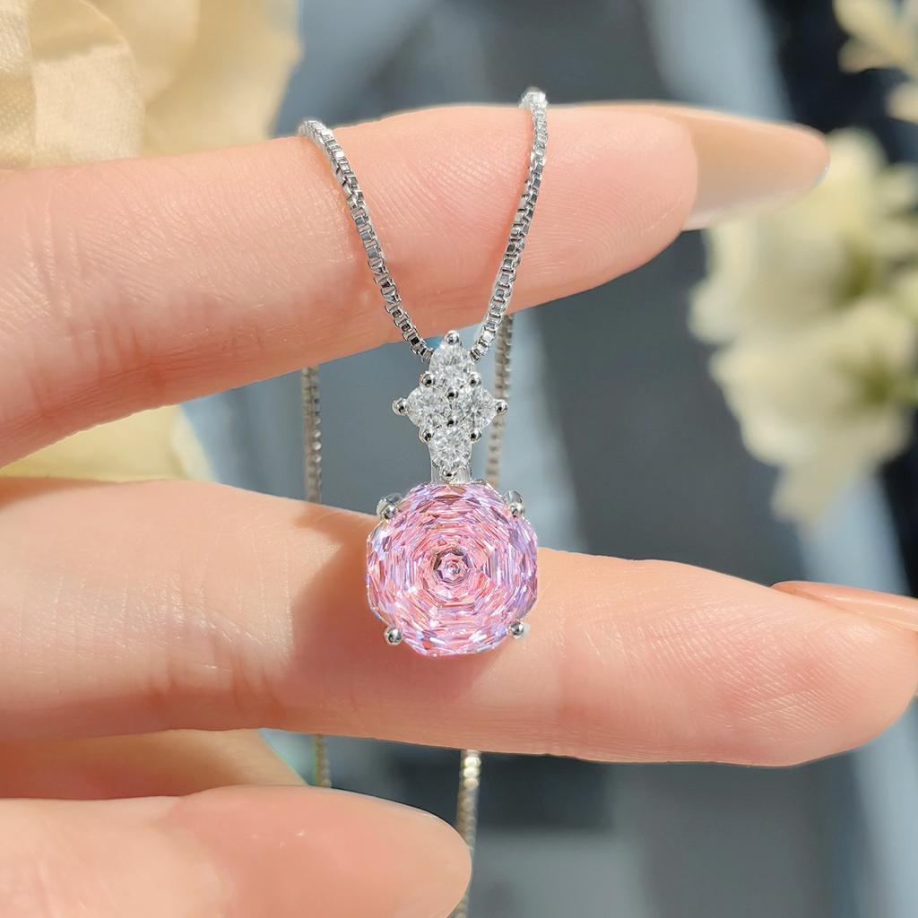 Achteck Millennium Schliff Set Ring Damen Leichter Luxus Premium Rosa Lila Lithium Champagner Gelb Hochkohlenstoff Diamant