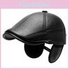 Winter Elderly Mens Hat With Plush Lining And Ear Protection Design For Daily Commuting
