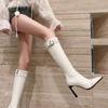Women's High Top Zipper Belt Buckle High-heeled Solid Color Women's Boots 2024 New Spring and Autumn Fashion Women's Boots
