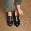 Krazing Pot Sheepskin Autumn Winter Shoes Slip on Chunky Heels Oxford Shoes Size 43 Round Toe Deep Mouth Waterproof Pumps
