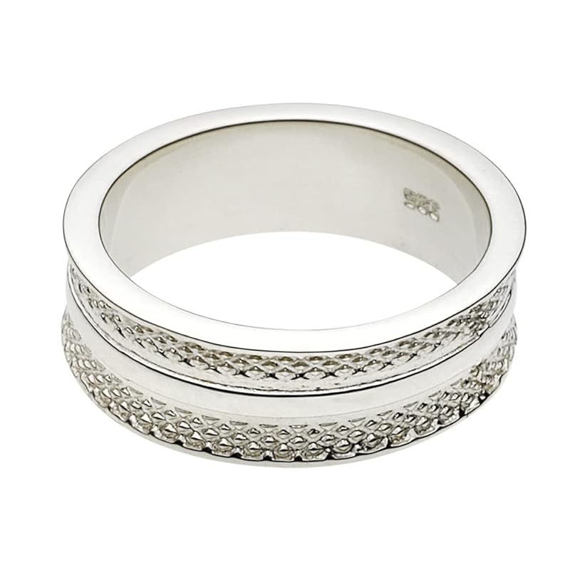 [Figmart] stilvolle Textur Linie Ring [Silber 925 Silber Zubehör] fr0138 Nr. 23