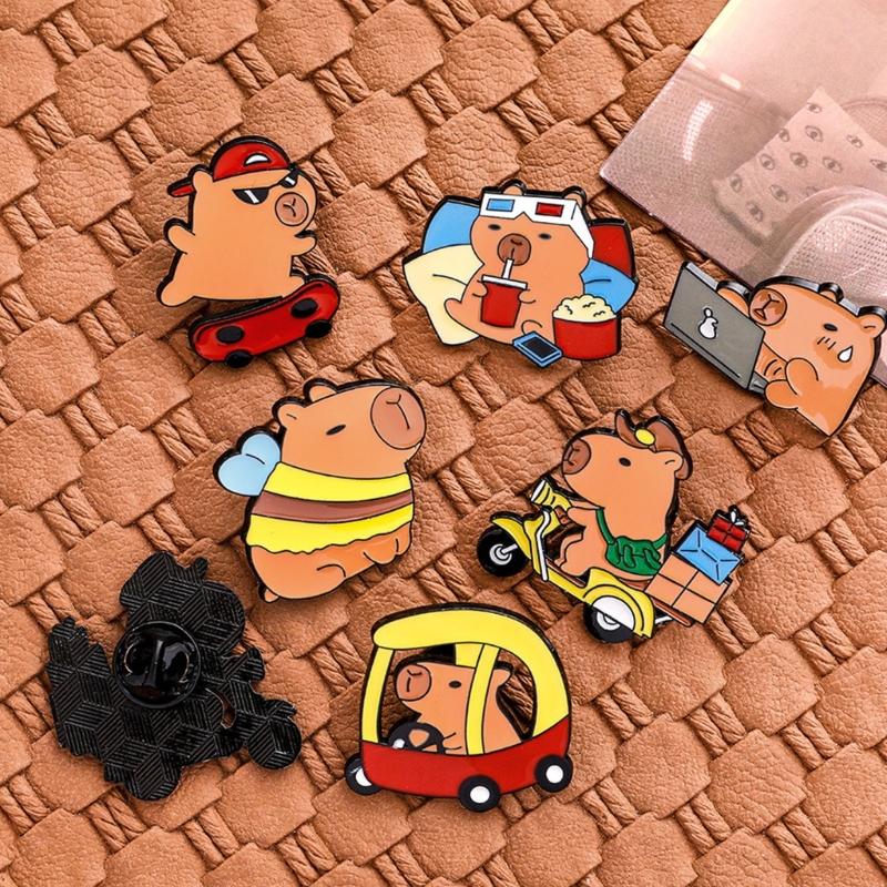 Cuteness Capybara Brooch Lovely Animal Pin Stylish Party Badge Metal Texture for Party Dress Up and Present Giving
