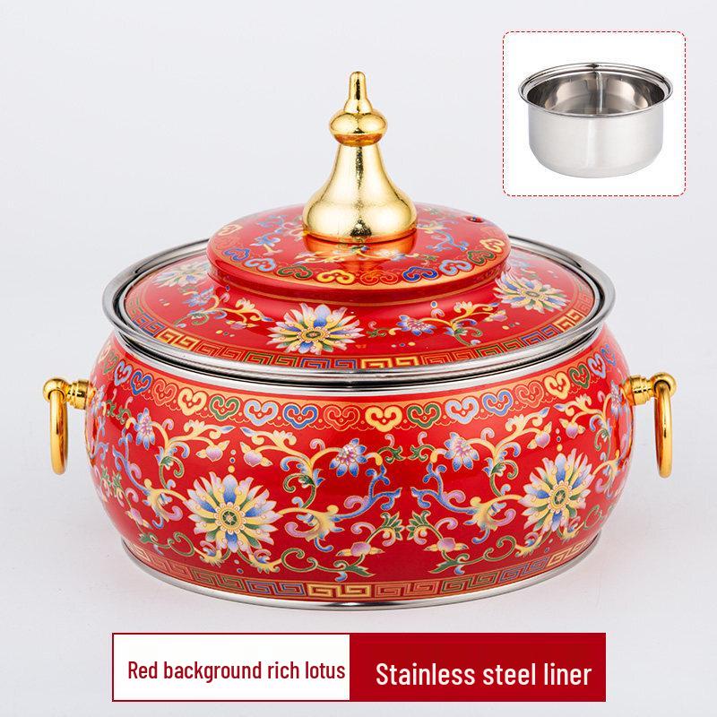 DM Cloisonné Electric Copper Hotpot with Stainless Steel Liner