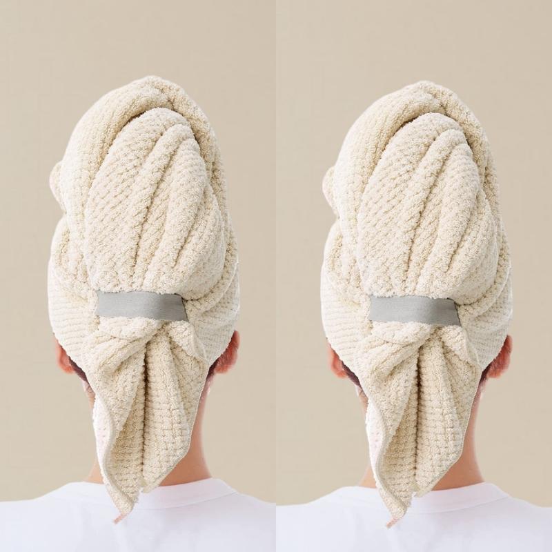 Chu Hui Pink Quick-Dry Super Absorbent Hair Towel for Women with Long Hair