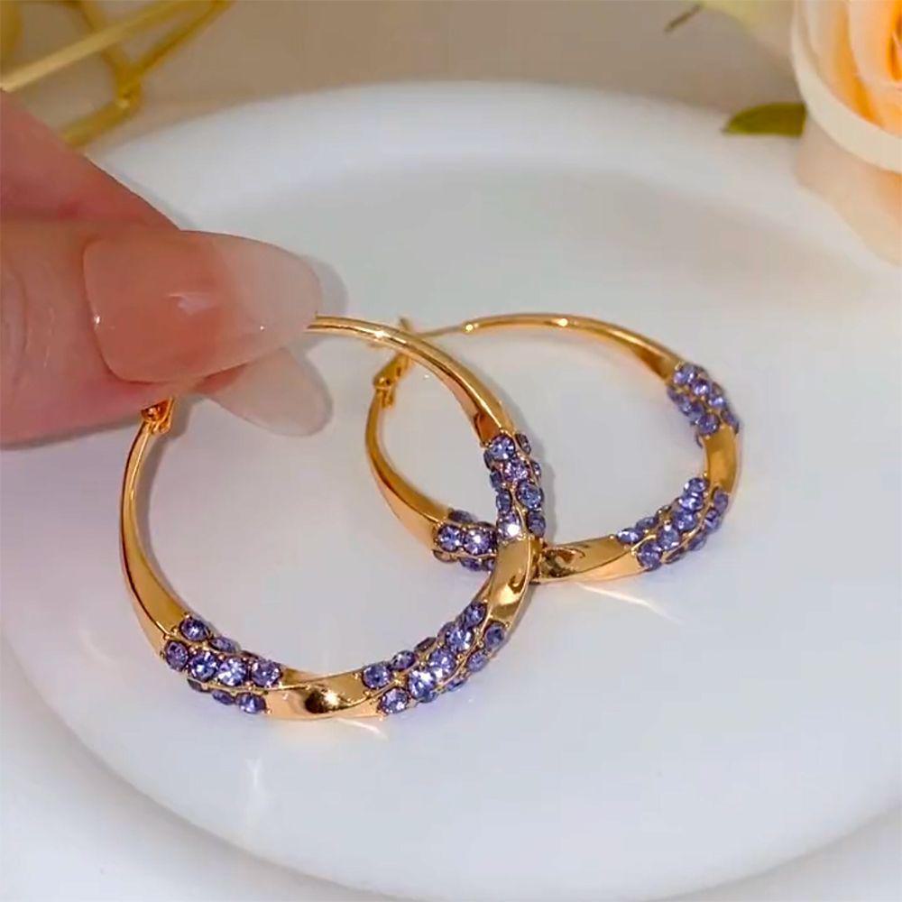 2024 Exaggerated Design Diamond Twisted Hoop Earrings for Women - Unique, Retro Style