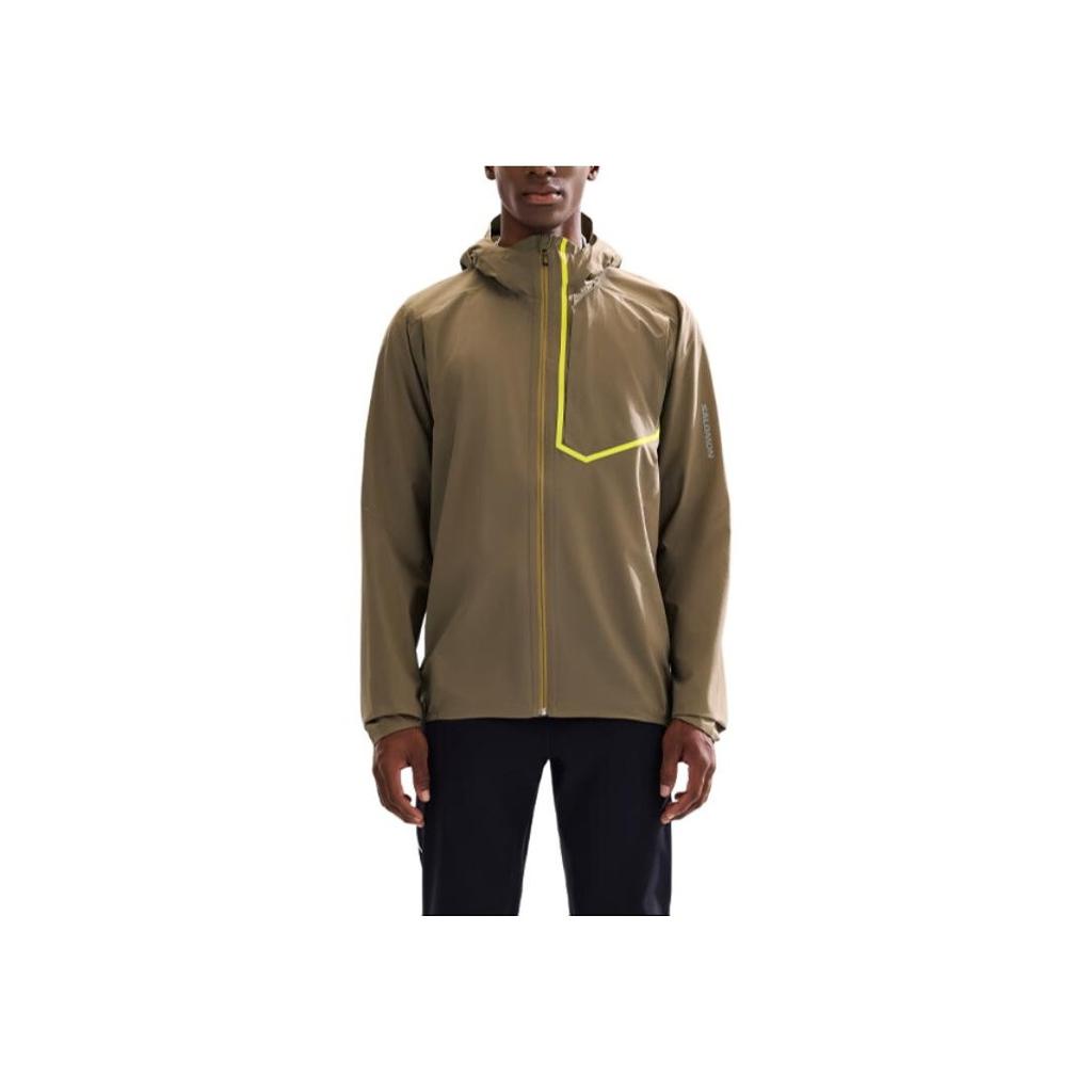 Salomon Running Series Windproof Waterproof Durable Hooded Jacket Men Jacket Brown C22718