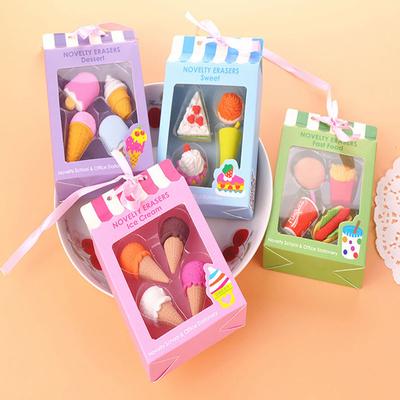 4 Stück Kawaii Eis Hamburger Lutscher Abnehmbarer Gummi Radiergummi Schreibwaren