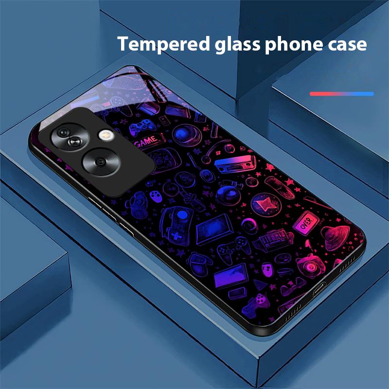 

Dream Space Black Green For Oppo A79 5G 58 78 74 60 4G Reno 11F Realme GT 6 11 Note 50 10 C55 X2 Tempered Glass Black Phone Case For Reno 11 Pro 5G