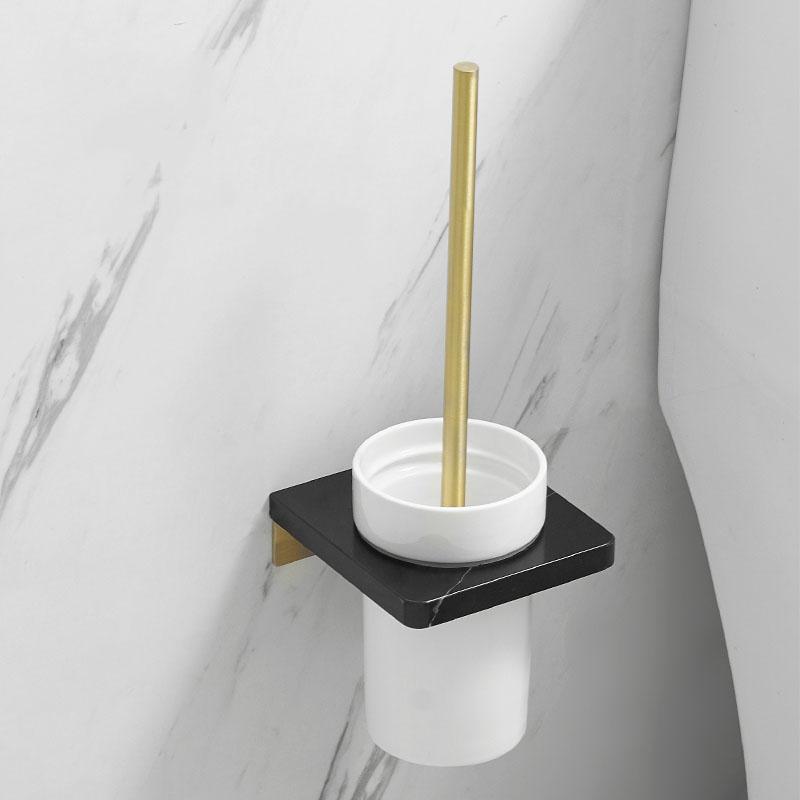 White/Black Marble Bathroom Toilet Brush Holder Wall-mounted Brushed Gold Toilet Cleaning Brush Bathroom Storage Organization