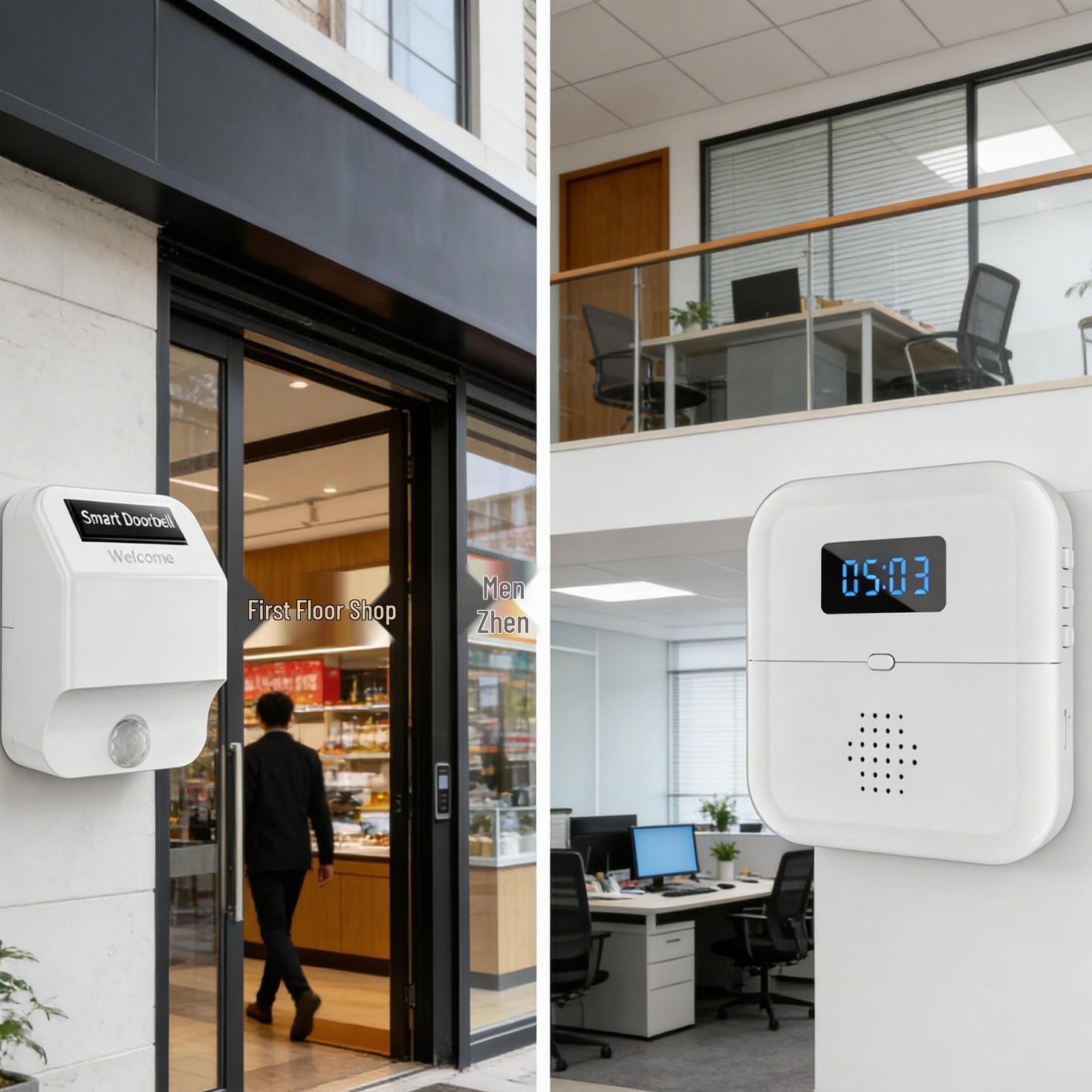 Chenji Entry Sensor Doorbell with Voice Reminder Transmitter (Pairing Required)