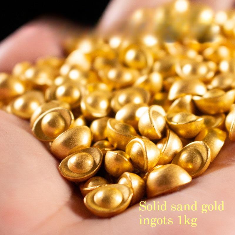 Solid sand gold ingots, treasure pots, small ingots for attracting wealth, golden ingots, handicrafts