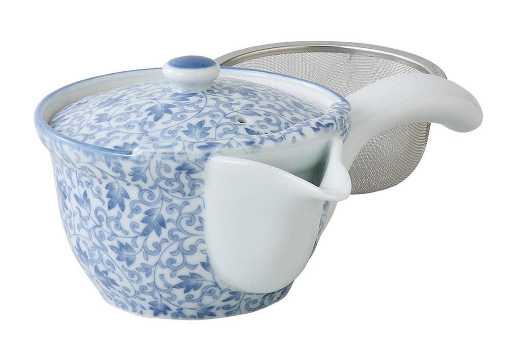 Arita Ware Flower Arabesque Marby Teapot with Basket Ceramic Teapot Ale-net Mesh,