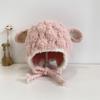 Lamb Plush Animal Hats Scarf Fashion Design Plush Hat with Scarf Children Fleece Hat  Ear Protector