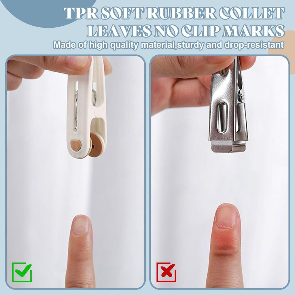 24 Pack Plastic Clothes P Heavy Duty Clothesp for Laundry, 2.36 Inch Clothesline Clips Clothes Pegs with No Trace Design, Windproof Clothes Clips for