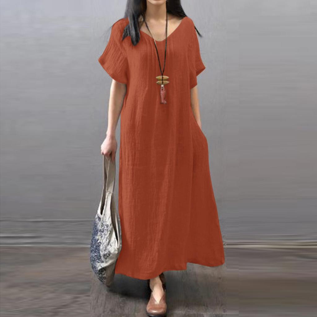 Dress For Women Long Boho Beach Dress Elegant Maxi Dress V,Neck Short  Sleeve Dress