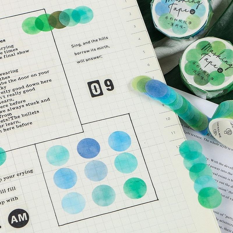 2 Rollen 14*14mm Hartbonbon Punktfarbe Washi Journaling Schreiben Erinnerung Washi Tape Deko Geschenk Etikett Ins Abdeckbänder Leicht zu reißen