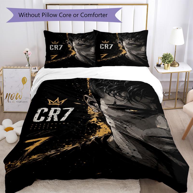 Ronaldo's Iconic Number Seven Bedding Set, Breathable Duvet Cover with Pillowcases, Soft Bed Linen for Bedroom Home Decoration, Perfect Festival Birth
