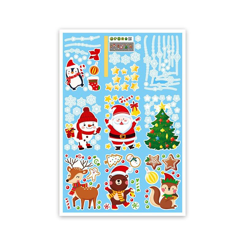 

Christmas Stickers, Snowflake Tree, Santa Claus Picture, Static Cling Window and Door Stickers for Display Cabinets