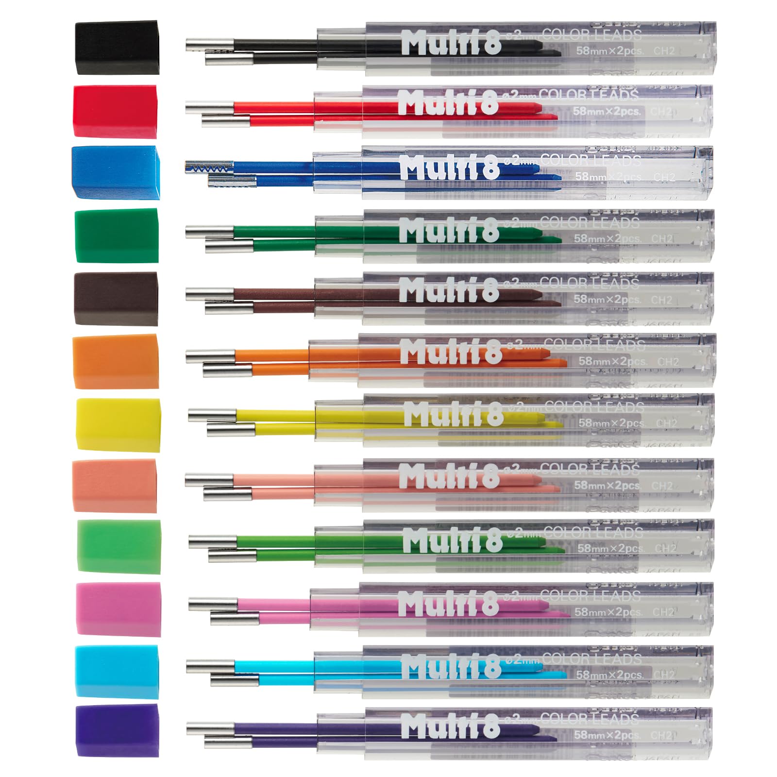 Pentel Art Multi 8 Сменные стержни 8 цветов + 4 дополнительных цвета, встроенные + набор, 804CH2-12AMZ