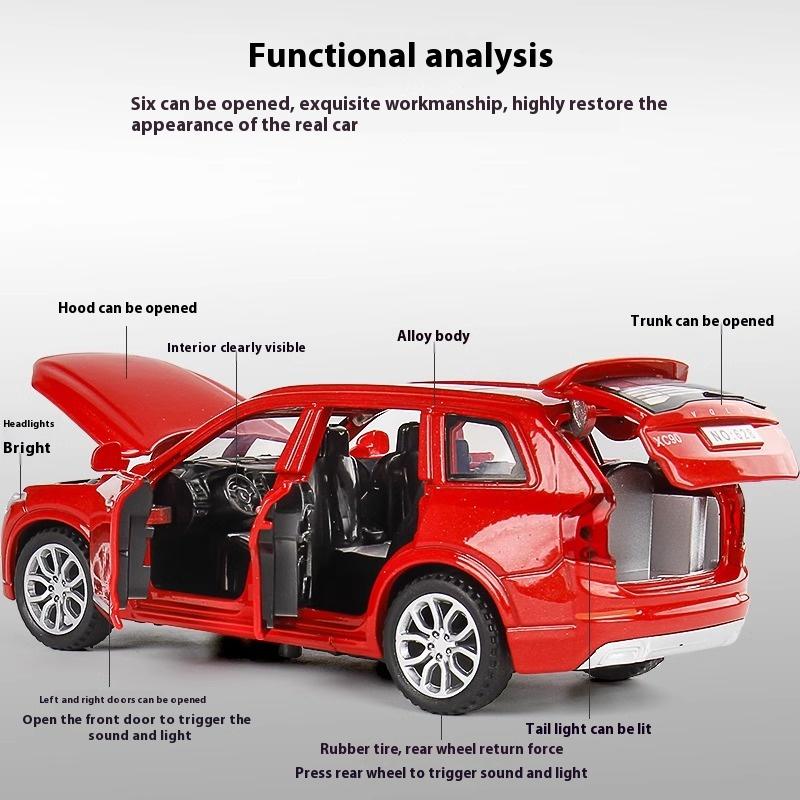 1/32 Scale Volvo XC90 SUV Alloy Diecast Model Auto Accessory Sound & Light Series Children's Toy Kids Gift Birthday Present Collection