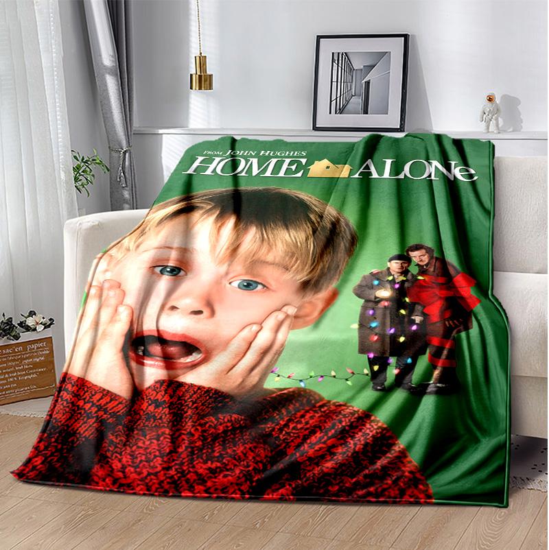 Home Alone Flannel Blanket Soft Warm All-Season Throw, Design for Camping, Car Travel, Hiking Sofa, Bed, Office Perfect Gift for Parties
