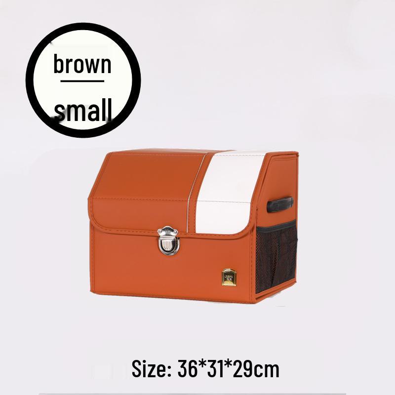 Leather Car Trunk Organizer: Foldable Interior Storage Box and Decorative Accessory.