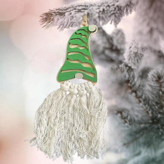 Christmas Gnome Ornaments Handmade Wooden Gnome Xmas Tree Ornaments with Tassels Rustic Farmhouse Hanging Decor for Holiday Tree Home Decor