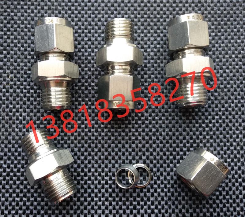 304 Stainless Steel Compression Straight Connector NPT 1/8 To Metric 6mm Tube Adapter