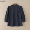 ZANZEA Blouse décontractée pour femme à col montant, ample, manches 3/4, en coton