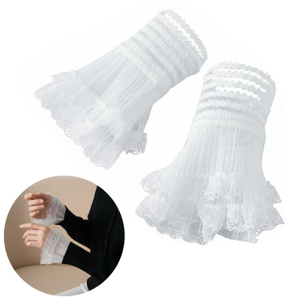 White Black False Sleeve Cuffs Multilayer Ruffle Lace Cuff New Clothing Accessory
