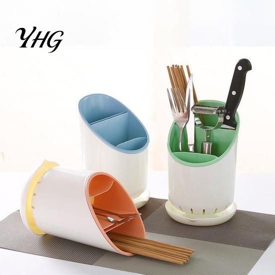Versatile Kitchen Storage Container Multi-compartment Draining Chopstick Holder, Plastic Utensil Organizer with Drain Durable Cutlery Tray,