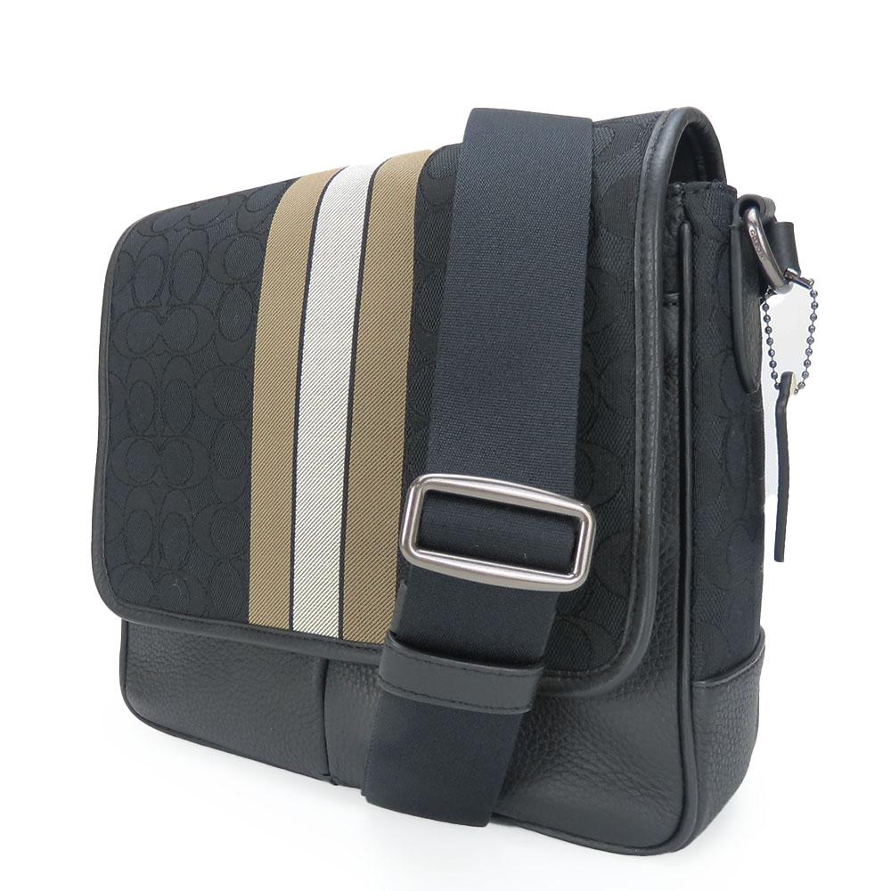 Used COACH Shoulder Bag C6583 Signature canvas/leather black Diagonally hung