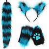 Ear Headband Gloves and Tail Set - 3 Piece Party Costume Accessory for Women