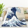 Wave-inspired Ukiyo-e paintings digital-printed polyester velvet flannel cover blanket Fleece soft sofa cover blankets for beds